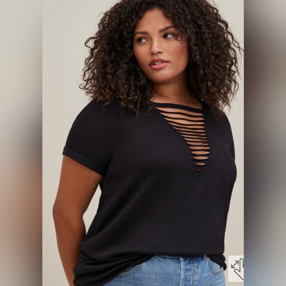 Torrid black cut-out front tee. Size 1